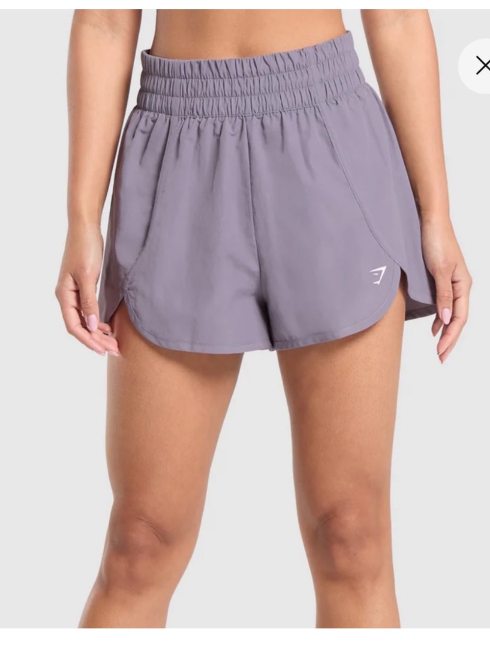 NWT! Gymshark Retro Waistband High-Waist Shorts in Fog Purple, size lg - Picture 3 of 10
